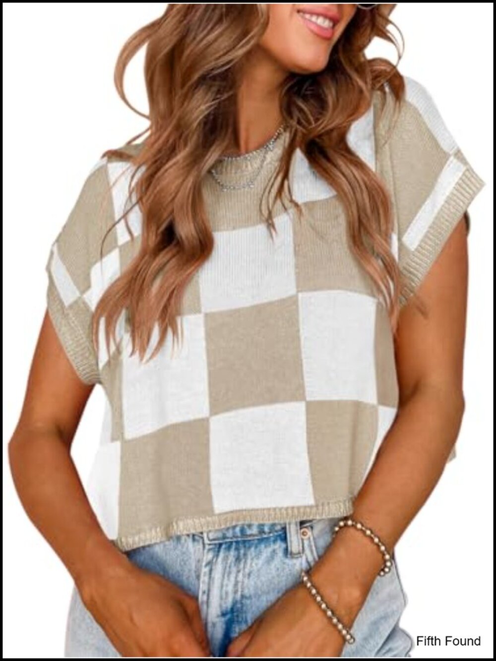 Cap Sleeve Color Block Knit Crop Sweater Summer Trendy Going Out